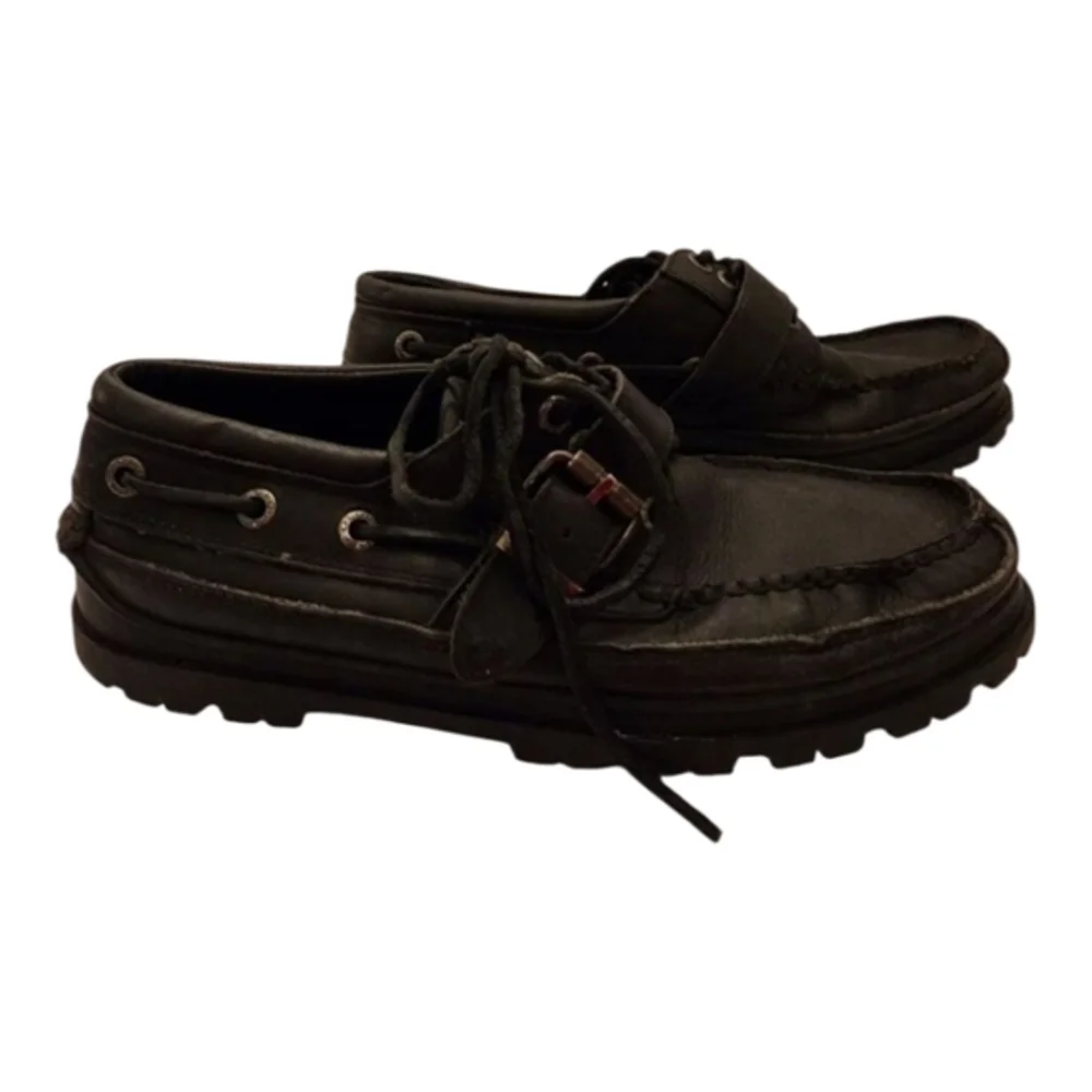 Polo Ralph Lauren vintage black buckle deck boat shoes loafers men's size 10.5 D